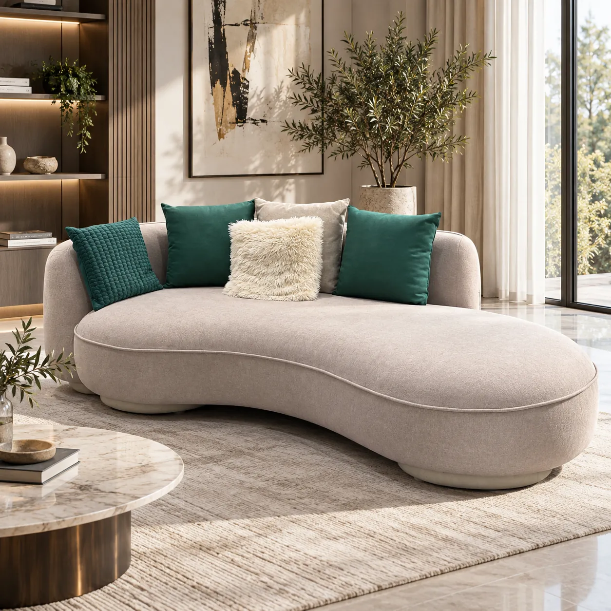 Riviera Chaise Sofa styled in a room